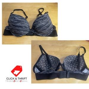 Daisy Fuentes Padded Bra / Black & Grey / 34B